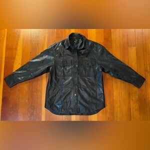 NWOT Madewell Faux Leather Oversized Shirt-Jacket - Medium - True Black